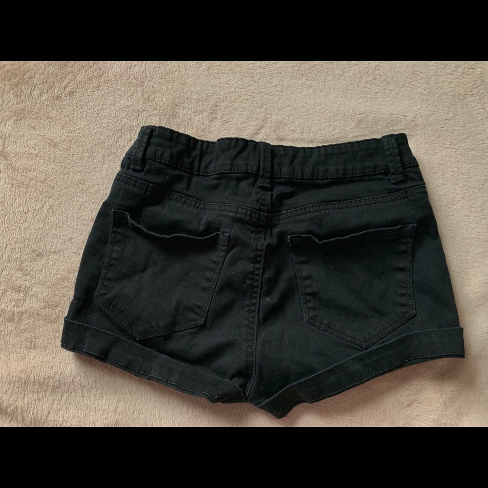 black jean shorts